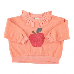 Piupiuchick : Sweat-shirt avec col enfant - rose/pomme