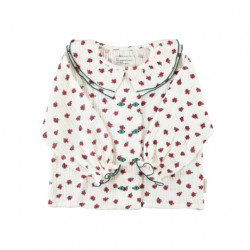 Piupiuchick : Blouse à double col Claudine enfant - écru/fleurs