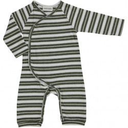Poudre Organic : Pyjama rayures Pomme bébé - vertes et écrues