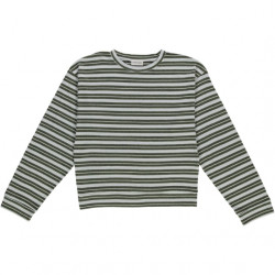 Poudre Organic : T-shirt Oolong enfant - rayures vertes/écrues