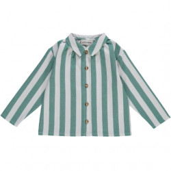 Poudre Organic : Blouse Cassis enfant - denim/rayures vertes