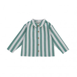 Poudre Organic : Blouse Cassis bébé - denim/rayures vertes
