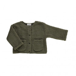 Poudre Organic : Veste en laine Edelweiss bébé - taupe vert