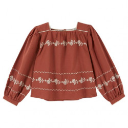 Émile & Ida : Blouse brodée enfant - acajou