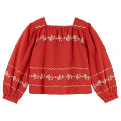 Émile & Ida : Blouse brodée enfant - griotte