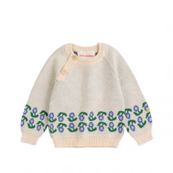 Bobo Choses : Pull bébé - stamp bloom jacquard