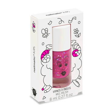 Vernis enfant "Sheepy" Framboise transparent à paillettes - Nailmatic
